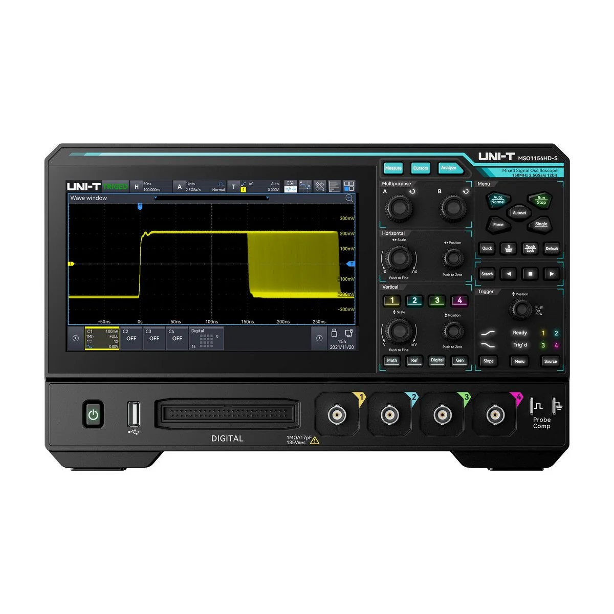 UNI-T MSO1154HD-S 150 MHz MSO High Resolution Oscilloscope with AWG