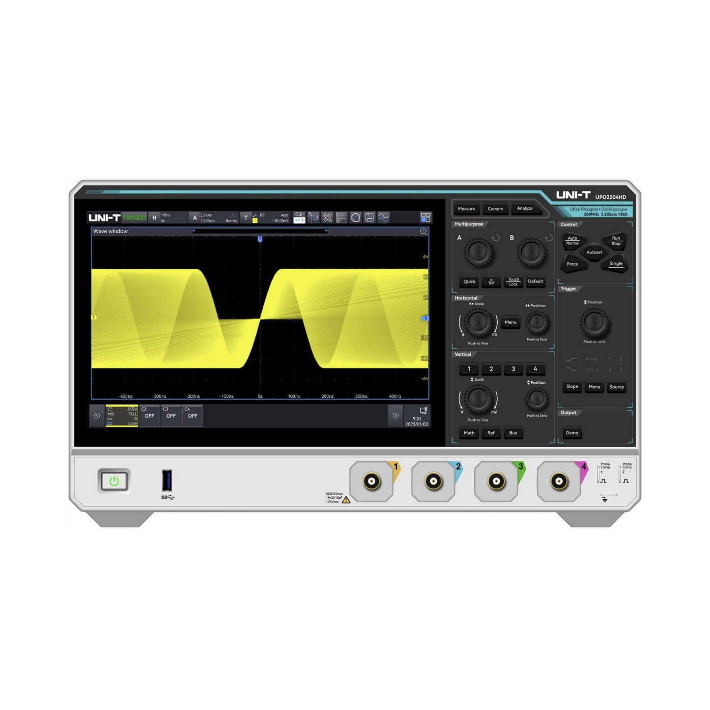 UNI-T UPO2204HD 200 MHz 4 CH High Resolution Oscilloscope